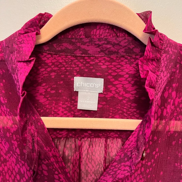 Chico’s size Large Deep Pink/Fuscia Blouse - Picture 2 of 4